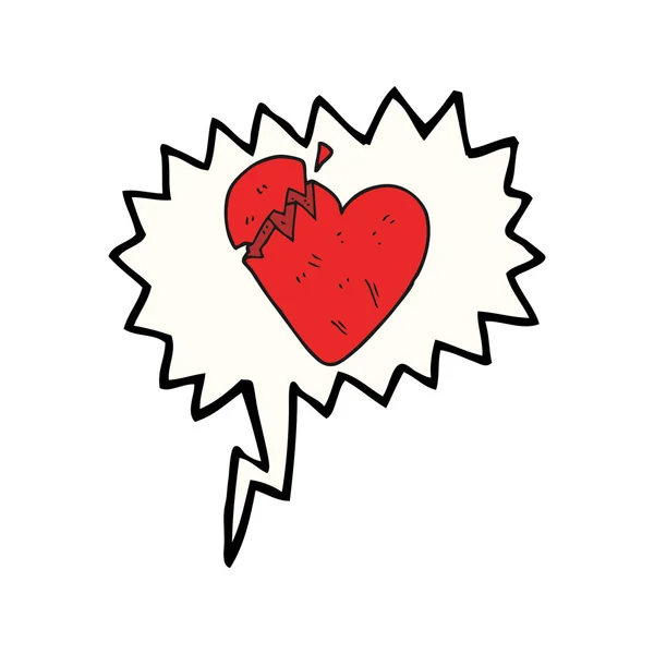 Toespraak bubble cartoon hart gebroken — Stockvector