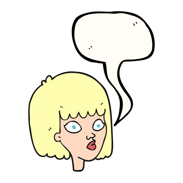 Speech bubble cartoon female face — Stock Vector