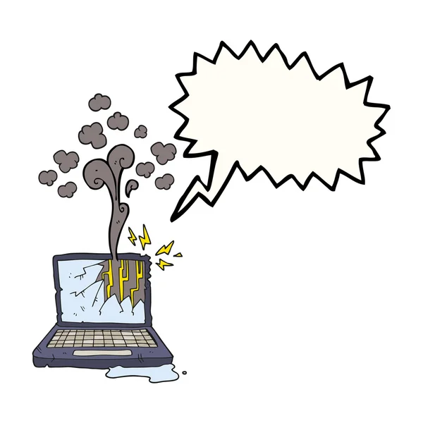 Sprachblase Karikatur zerbrochener Computer — Stockvektor