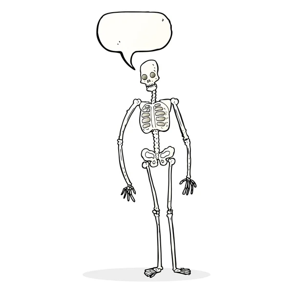 Cartoon spooky skeleton with speech bubble — Stock Vector