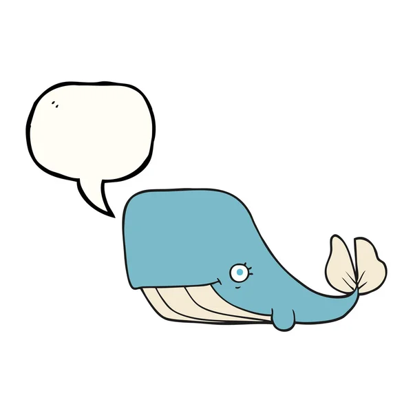 Discours bulle dessin animé baleine heureuse — Image vectorielle