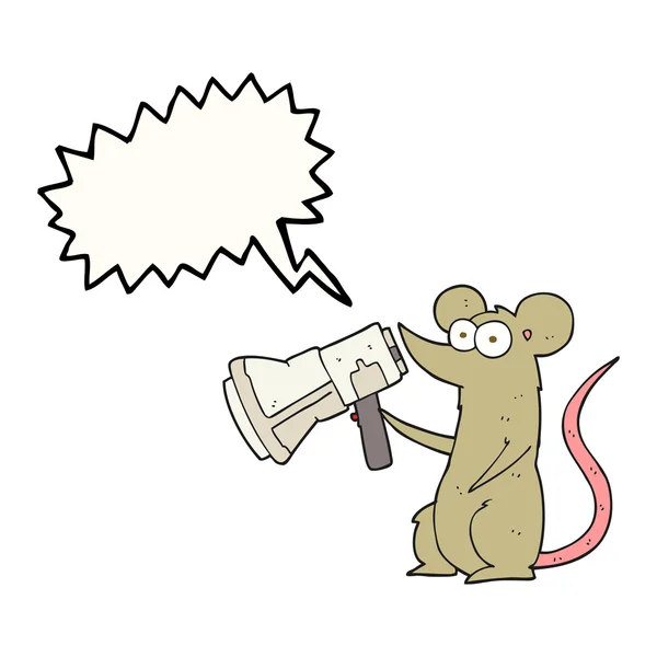 Discorso bolla cartoni animati mouse con megafono — Vettoriale Stock