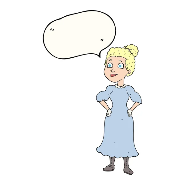 音声バブル漫画ヴィクトリア朝の女性のドレス — ストックベクタ