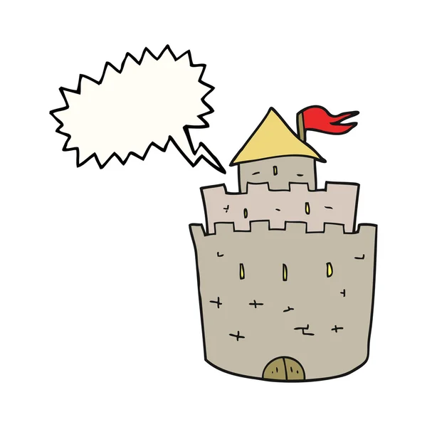 Voz burbuja dibujos animados castillo — Vector de stock