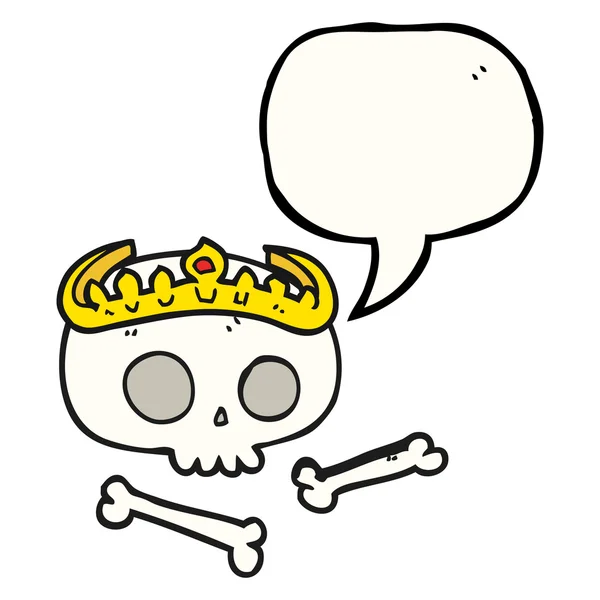 Speech bubble cartoon skull wearing tiara — Stock Vector