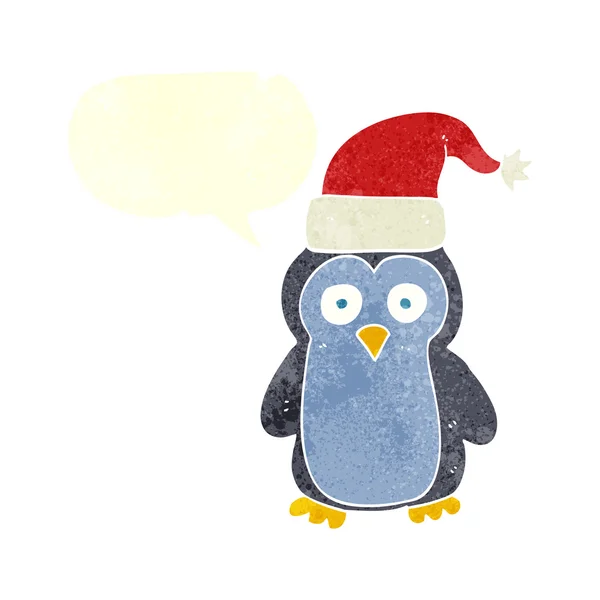 Mão livre retro desenho animado pinguim de Natal — Vetor de Stock