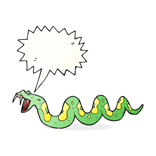 Cartoon poisonous snake with speech bubble — Stock Vector
