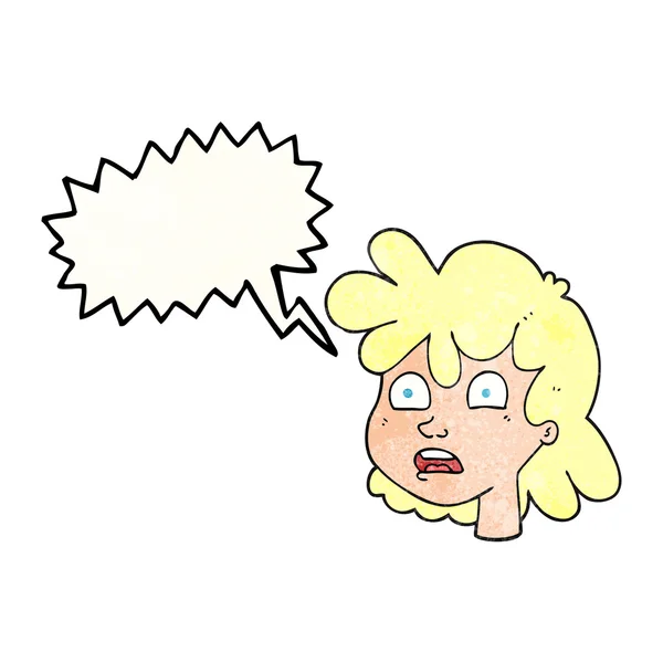 Sprechblase texturierte Karikatur weibliches Gesicht — Stockvektor