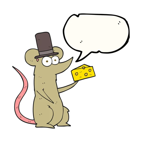 Ποντίκι καρτούν φούσκα ομιλία με τυρί — Διανυσματικό Αρχείο