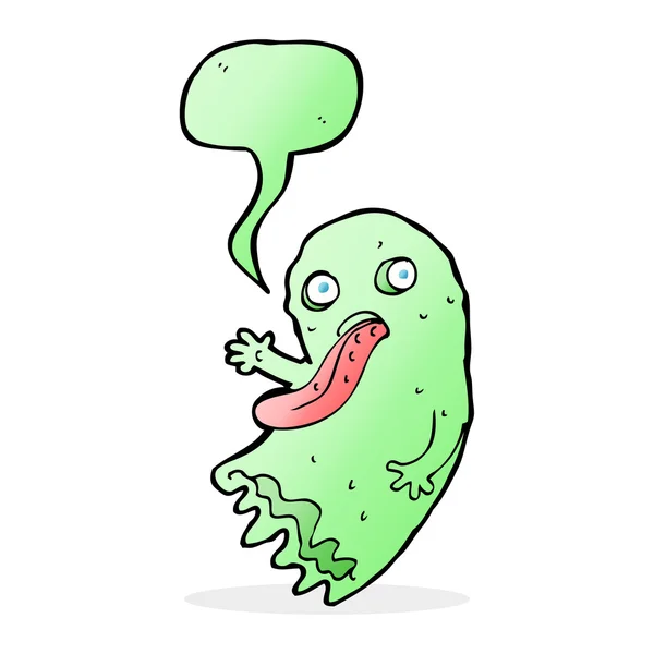 Fantasma burdo de dibujos animados con burbuja de habla — Vector de stock