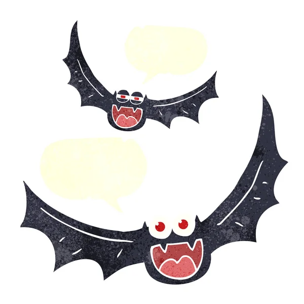 Freehand retro cartoon halloween bats — Stock Vector