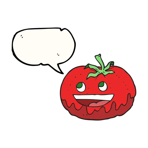 Discurso burbuja dibujos animados tomate — Vector de stock