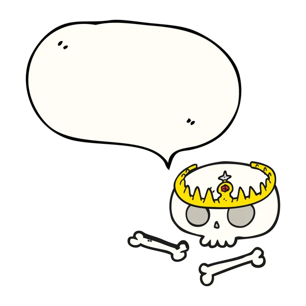 Toespraak bubble cartoon schedel dragen tiara — Stockvector