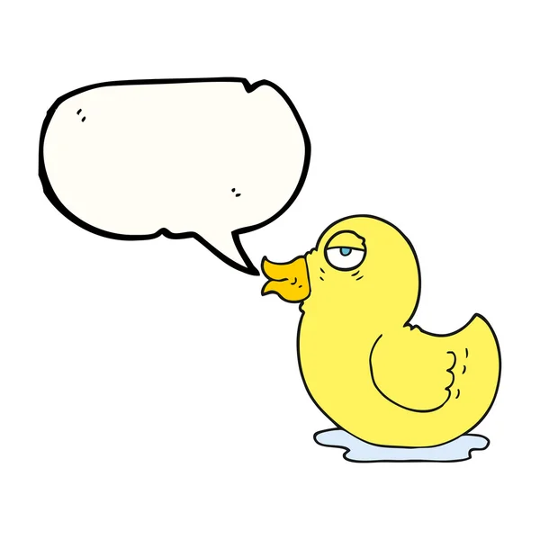 Discurso burbuja dibujos animados pato de goma — Vector de stock