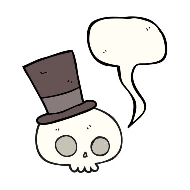 konuşma kabarcık karikatür kafatası üst şapka