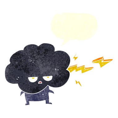 serbest el çekilmiş retro çizgi film raincloud 