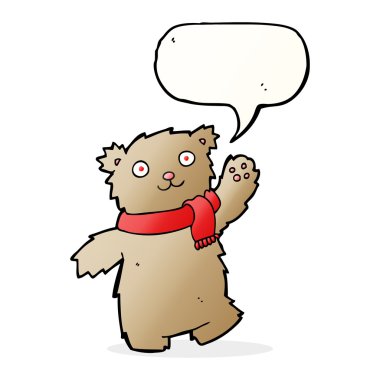 karikatür ayıcığı konuşma baloncuklu eşarp giyiyor