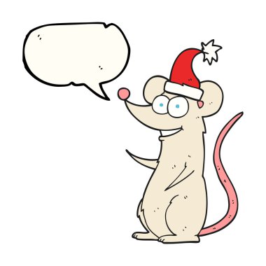 konuşma kabarcık karikatür fare Noel şapka