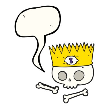 konuşma balonu çizgi film sihirli taç eski kafatası üzerinde