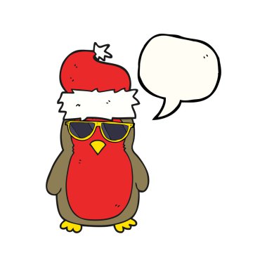 konuşma kabarcık karikatür havalı christmas robin