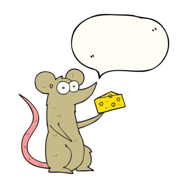 konuşma kabarcık karikatür fare peynir ile