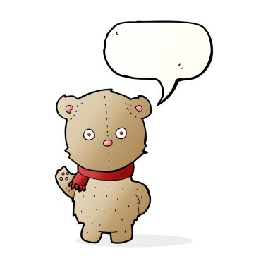 karikatür ayıcığı konuşma baloncuklu eşarp giyiyor