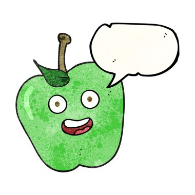 konuşma balonu dokulu karikatür elma