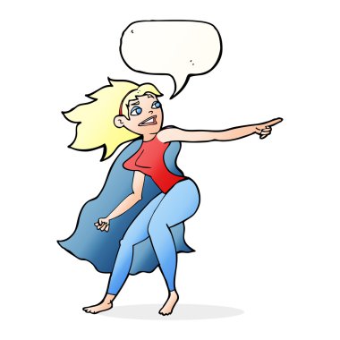 çizgi film süper kahraman kadın konuşma balonu ile işaret