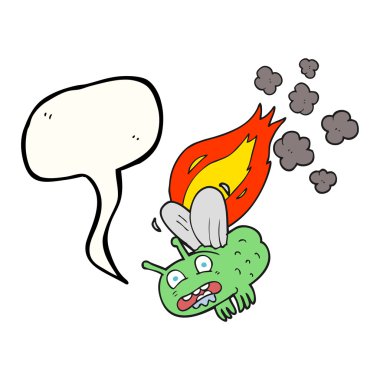 gürültüyle çarpmak ve yanma konuşma kabarcık karikatür sinek