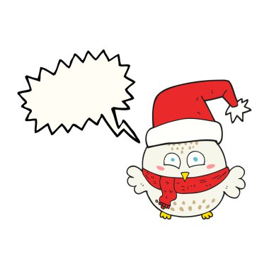 konuşma balonu karikatür sevimli Noel baykuş