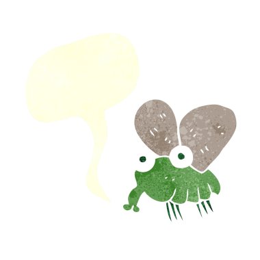 serbest el çekilmiş retro karikatür sinek