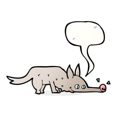 konuşma balonu ile zemin koklama karikatür köpek