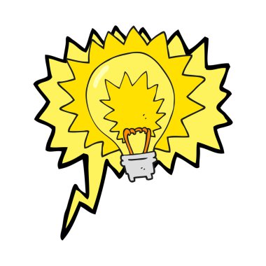 konuşma kabarcık karikatür ışık parlayan ampul