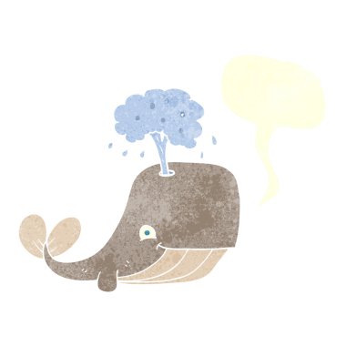 freehand retro karikatür balina spouting 