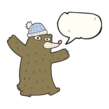 konuşma kabarcık karikatür ayı şapka