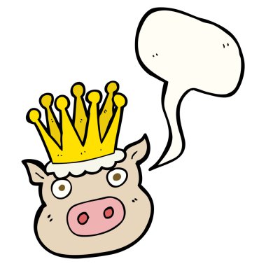 konuşma kabarcık karikatür domuz taç