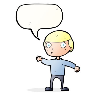 Konuşma balonlu bir çizgi film adamı.