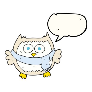 konuşma kabarcık karikatür baykuş şal