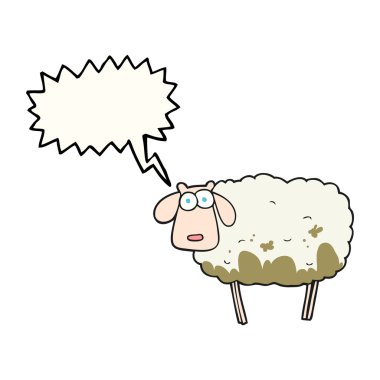 konuşma kabarcık karikatür çamurlu koyun