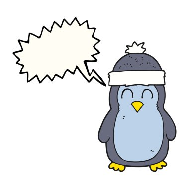 konuşma kabarcık karikatür penguen