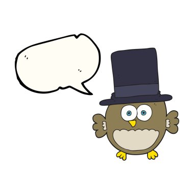 konuşma kabarcık karikatür baykuş şapka