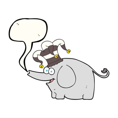 sirk şapka konuşma balonu çizgi film fil