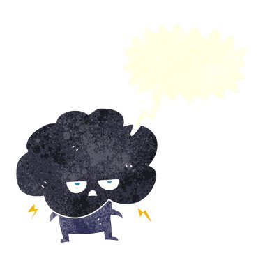 serbest el çekilmiş retro çizgi film raincloud 