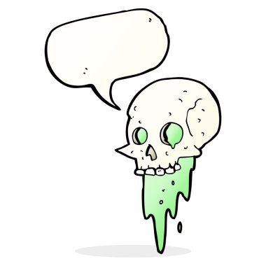 Konuşma baloncuklu iğrenç cadılar bayramı kafatası çizgi filmi