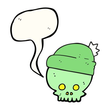 konuşma kabarcık karikatür kafatası şapkalı