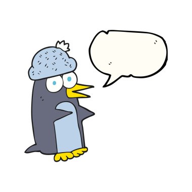konuşma kabarcık karikatür penguen