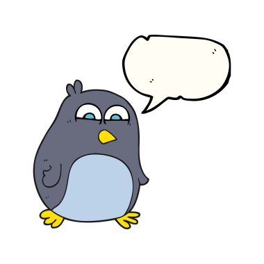 konuşma kabarcık karikatür penguen