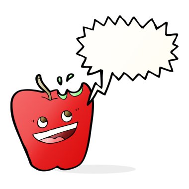 Konuşma balonlu mutlu elma karikatürü