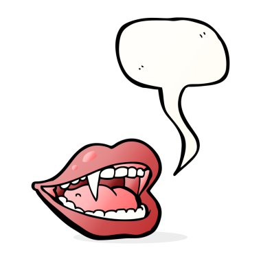 Konuşma baloncuklu çizgi vampir ağzı.