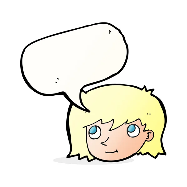 Cartoon female face with speech bubble — Stock Vector